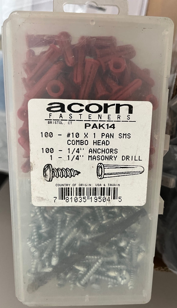 Acorn Fasteners PAK14 1/4" (10 X 1" ) Wall Anchor Kit